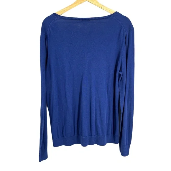 J.Crew Sweater Blue VNeck Fine Gauge Knit Lightweight Womens Size Extra Large - Picture 2 of 4